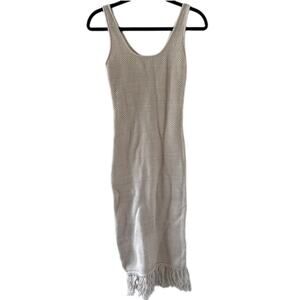 FUTURE COLLECTIVE Alani Noelle Crochet Open Knit Beach Dress Fringe Hem XXS